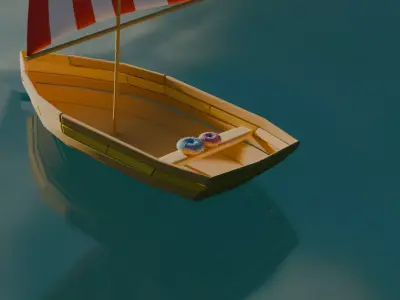 Cute Wooden Boat 3D model