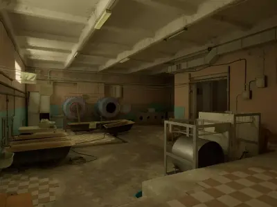 Post Soviet Hospital Laundry Low-poly 3D model