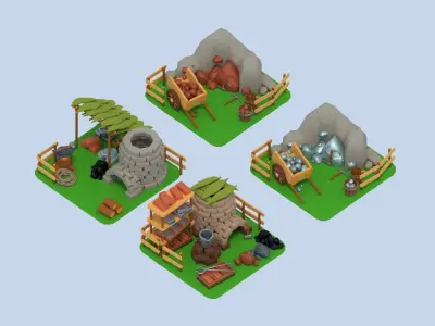 LOWPOLY - Survival Pack Low-poly 3D model