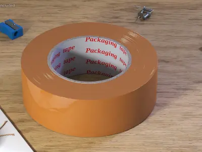 Scotch Tape Large Roll Brown 3D model