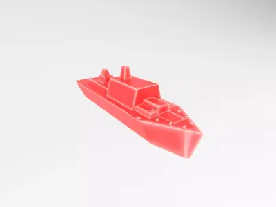 Cartoon Simple Warship v1 010 Low-poly 3D model