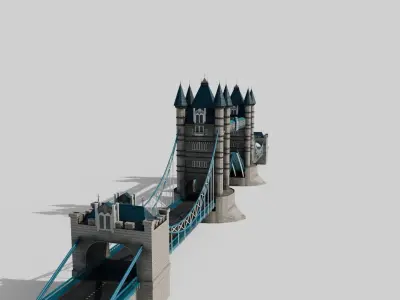lowpoly London Tower Bridge with 4k textures Low-poly 3D model