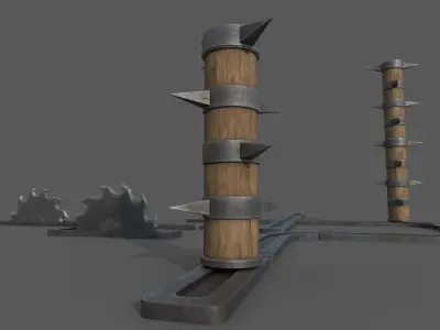 Saw and Spikes Low-poly 3D model
