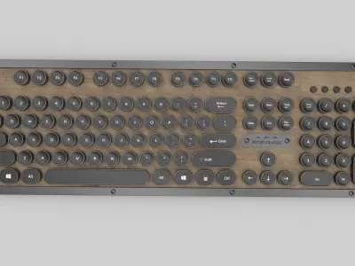 Classic Metal and Wood Keyboard 3D model