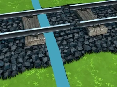 Cartoon modular railway  Low-poly 3D model