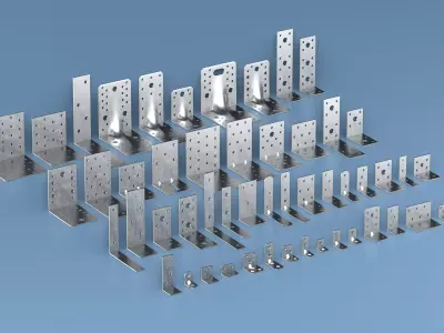 stainless steel angle brackets 53 parts collection 3D model