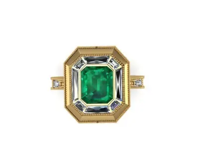 Emerald antique ring  3D print model
