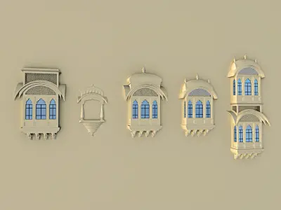 indian jodhpuri stone jharokha Low-poly 3D model purchase