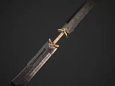 Thanos double bladed sword Low-poly 3D model