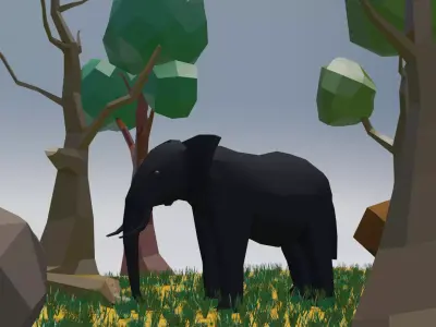 Low poly Elephant Low-poly 3D model