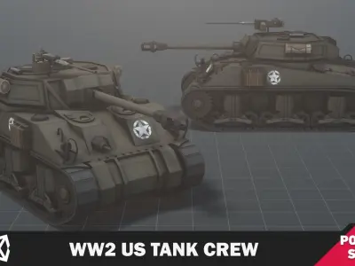 WW2 US Tank Crew Low-poly 3D model