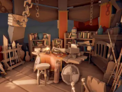 STYLIZED Fantasy Armory - Low Poly 3D Art Free low-poly 3D model