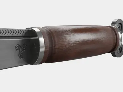 Sea Knife Wooden Handle Low-poly 3D model