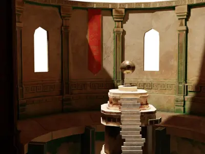 Old stone castle game environment Low-poly 3D model