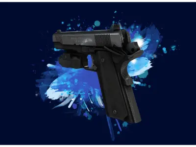 PISTOL 3 - M1911 Tactical Pistol - 4K Game Ready Low-poly 3D model