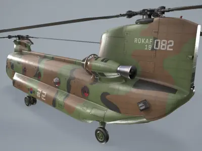 CH-47 Chinook Korean Air Force Complex Animation Low-poly 3D model