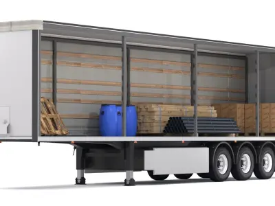 Semi Trailer Open Curtain 3D model
