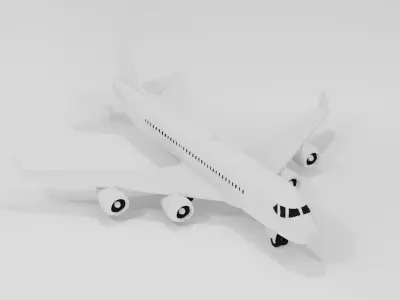 Commercial Airplane 3D Model  Low Poly Aircraft Free low-poly 3D model