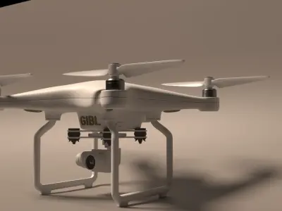 Realistic drone flying in air - Low-poly 3D model