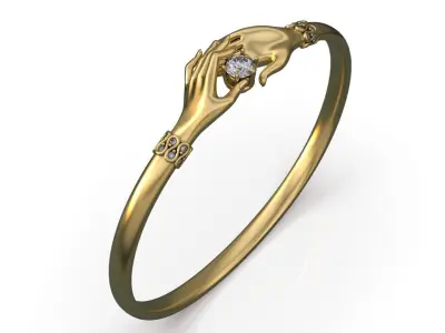 Diamond Hands Bangle Bracelet 3D print model