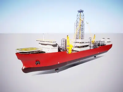 Modern Generic Drill Ship 3D model
