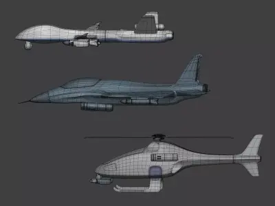 Generic Military Aircraft Pack  -- Fighter Jet Drone VTUAV UCAV Low-poly 3D model