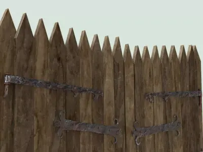  Low Poly Wooden Gate Game Ready  Low-poly 3D model