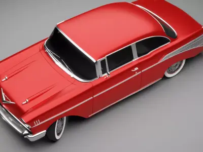 Rigged 1957 Chevy Chevrolet Bel Air 3D Model 3D model