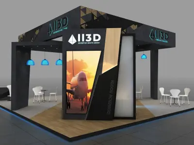 Exhibition Stand Stall Two Side Open 9X9 3D model