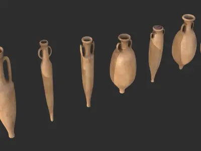 Amphora - Old Terracotta Low-poly 3D model