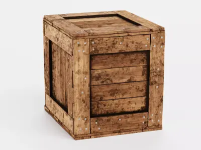 Wooden Crate V9 - Weathered Storage Box 3D model