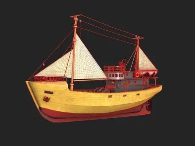 Kuter B-25 Polish fishing boat B-25 class Updated PBR version Low-poly 3D model
