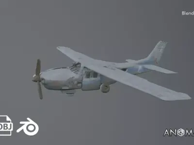 destroyed airplane prop 3D model