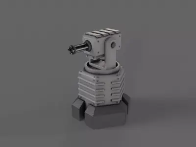 PBR Turret Gun 03 Grey Low-poly 3D model