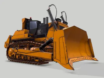 Old Industrial Vehicle Dozer Low-poly 3D model