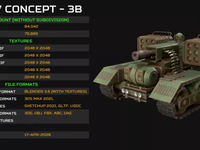 UGV Concept-3B-Forest-Rusty Low-poly 3D model