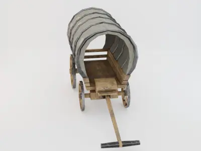 Wagon wooden covered Low-poly 3D model purchase