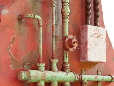 Grungy industrial Pipes  3D model
