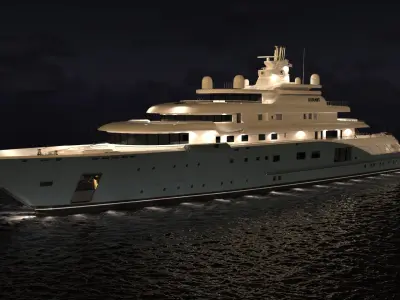 Radiant Suprtyacht Night Scene 3D model