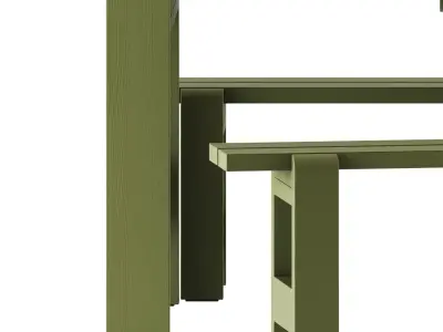 Weekday Table L180 and Bench L140 by Hay 3D model