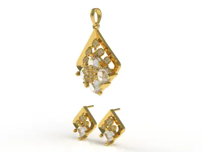 Diamond Pendant Set 09 3D print model