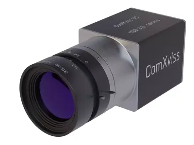 Industrial USB 3 CCTV camera with C-mount 35 mm lense 3D model
