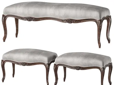 chairish  bench and pouf art 8732 3D model