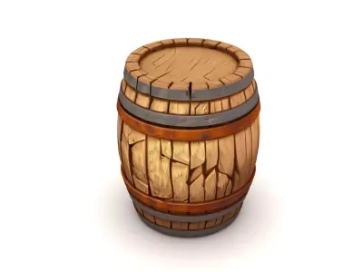 Stylized Broken Wooden Barrel Low-poly 3D model