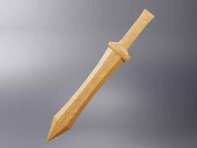 Wooden Sword Type E1 Low-poly 3D model