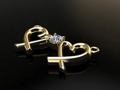 Dainty Double Heart Diamond Pendant 3D print model