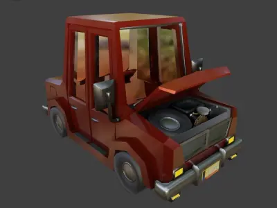 Low Poly Cartoon Car Low-poly 3D model