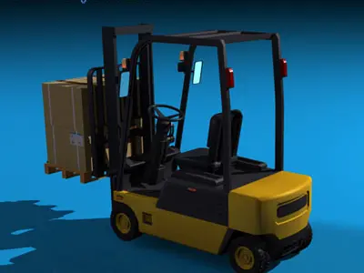 Forklift 2 with boxes 3D model
