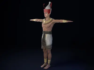 Pharaoh Rigged Low-poly 3D model