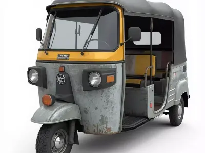 Realistic Three-Wheel Tuk Tuk Vehicle 3D Model Low-poly 3D model